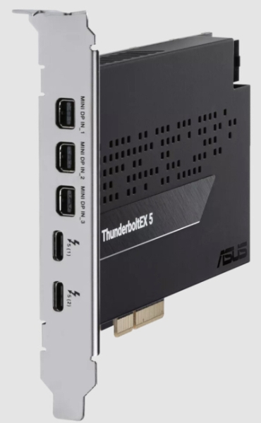 Asus представила карту расширения ThunderboltEX 5 — она превращает PCIe 4.0 x4 в два Thunderbolt 5 и три mini-DP