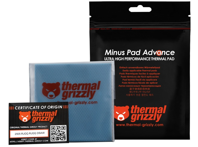 Thermal Grizzly представила термопрокладки Minus Pad Basic, Pad Advance и Pad Pro